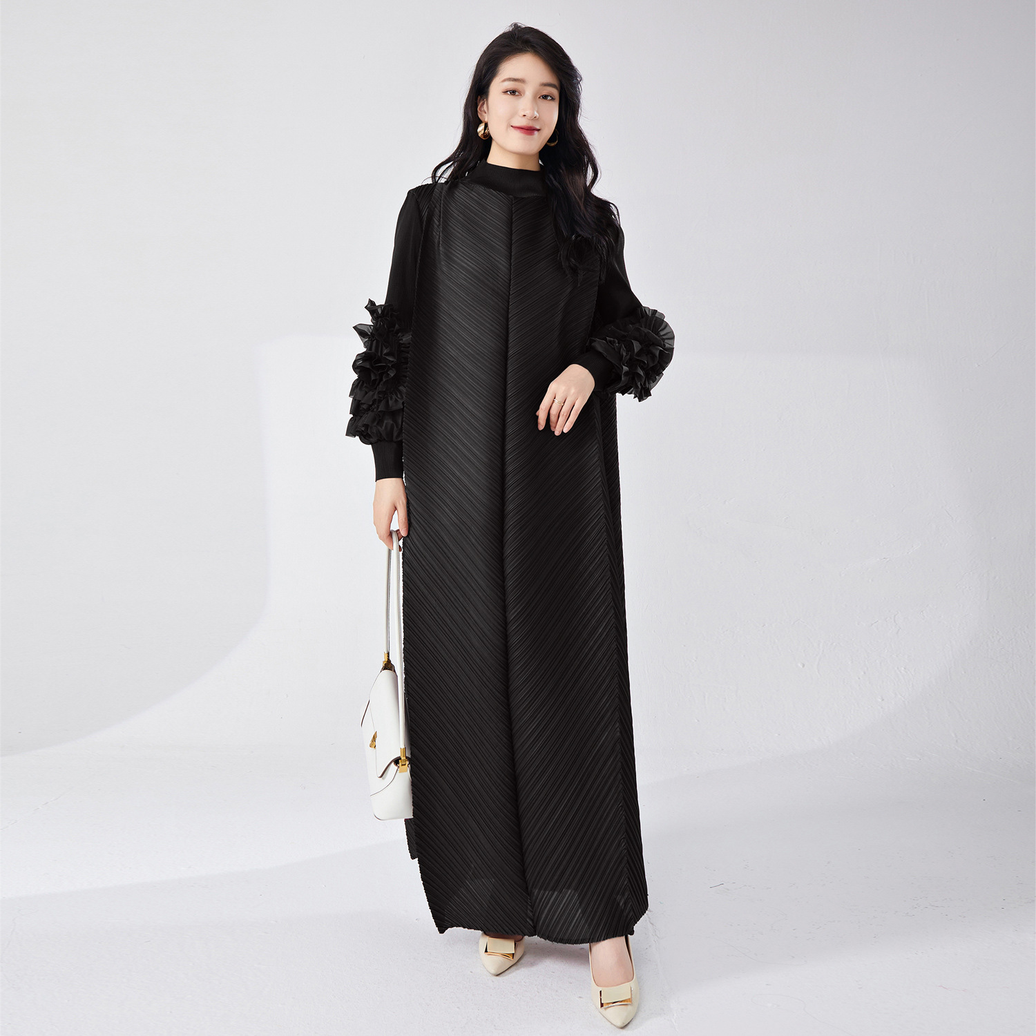 Picture of Cross-Border Aliexpress Popular Miyake Dress Long Skirt Loose Large Size High-End Women's Elegant Dress Skirt