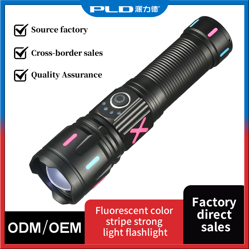 Cross-border hot wholesale zoom flashlight fast charging aluminum alloy long-shot charging treasure high bright white laser flashlight