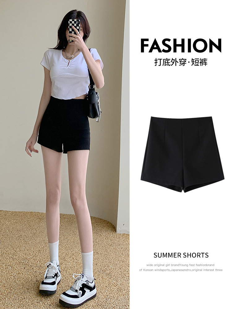 Black Sexy High Waist Design Sense Suit Shorts Women's Summer 2024 Korean Style Tall Slimming High-end Sense Hot Pants