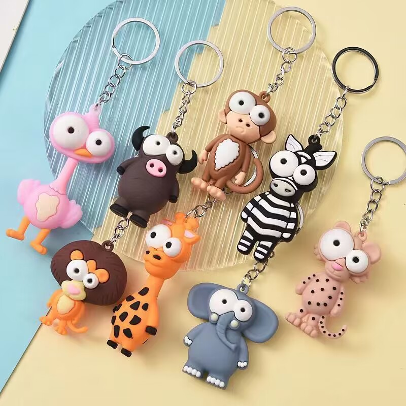 Creative cartoon Big Eye animal keychain eye-popping ostrich student schoolbag pendant kindergarten gift cute doll