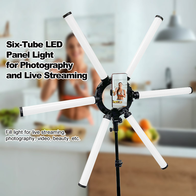 36-inch camera light, large-size live broadcast, three-color temperature anchor, lighting, six-tube, six-leaf arm, fill light, Internet celebrity live broadcast, must-have