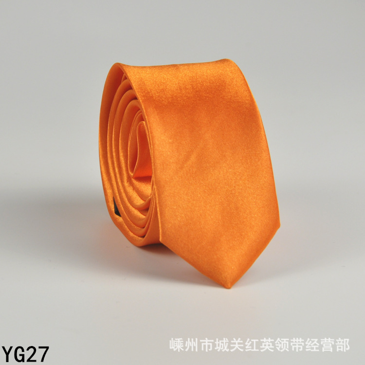 Picture of Solid color tie men's casual 5cm Korean style artificial silk narrow tie for workplace wedding business administrative wholesale