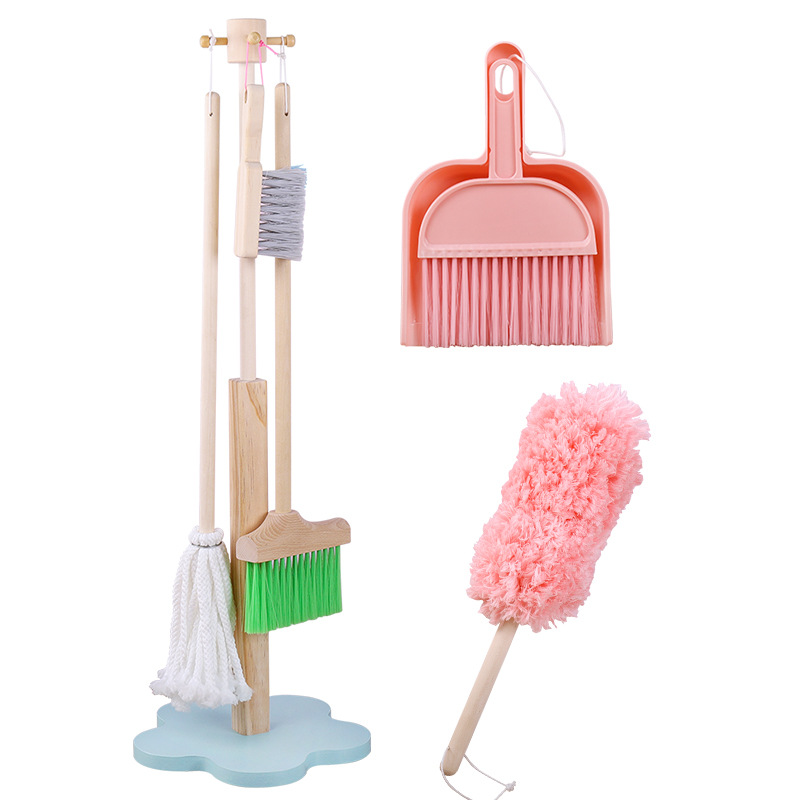 Picture of Children's Play House Simulation Cleaning Set Early Education Wooden Bloom Sweeping and Mopping Cleaning Tools Toys