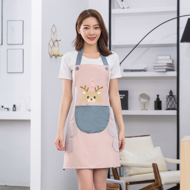 Picture of Lucky Deer Apron Kitchen Waterproof and Oil-proof Hand-wiping Advertising Gift Promotional Apron Printable Night Market Stall