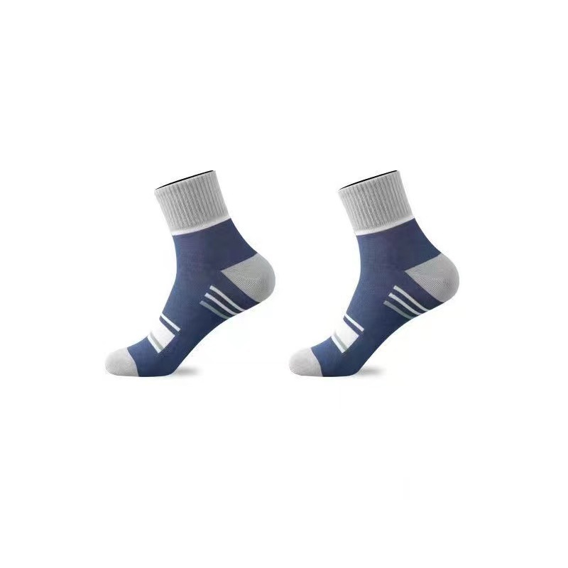 Picture of Autumn Socks for Men, Odor-Resistant, Non-Slip, Breathable, Color-Blocked Striped Men's Socks, Zhuji Socks, Mid-Calf Socks, Men's Socks