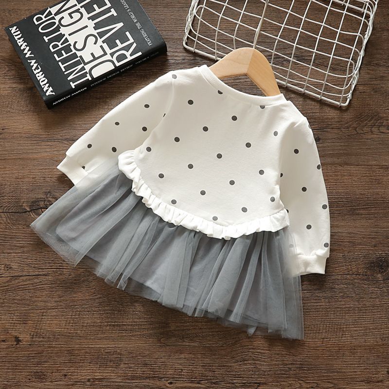 Picture of Girls' Dresses, Autumn Clothes, Baby Kidsren's Long-Sleeved Sweatshirt Dresses, New Style Gauze Skirts, Kidsren's Baby Girl Princess Dresses
