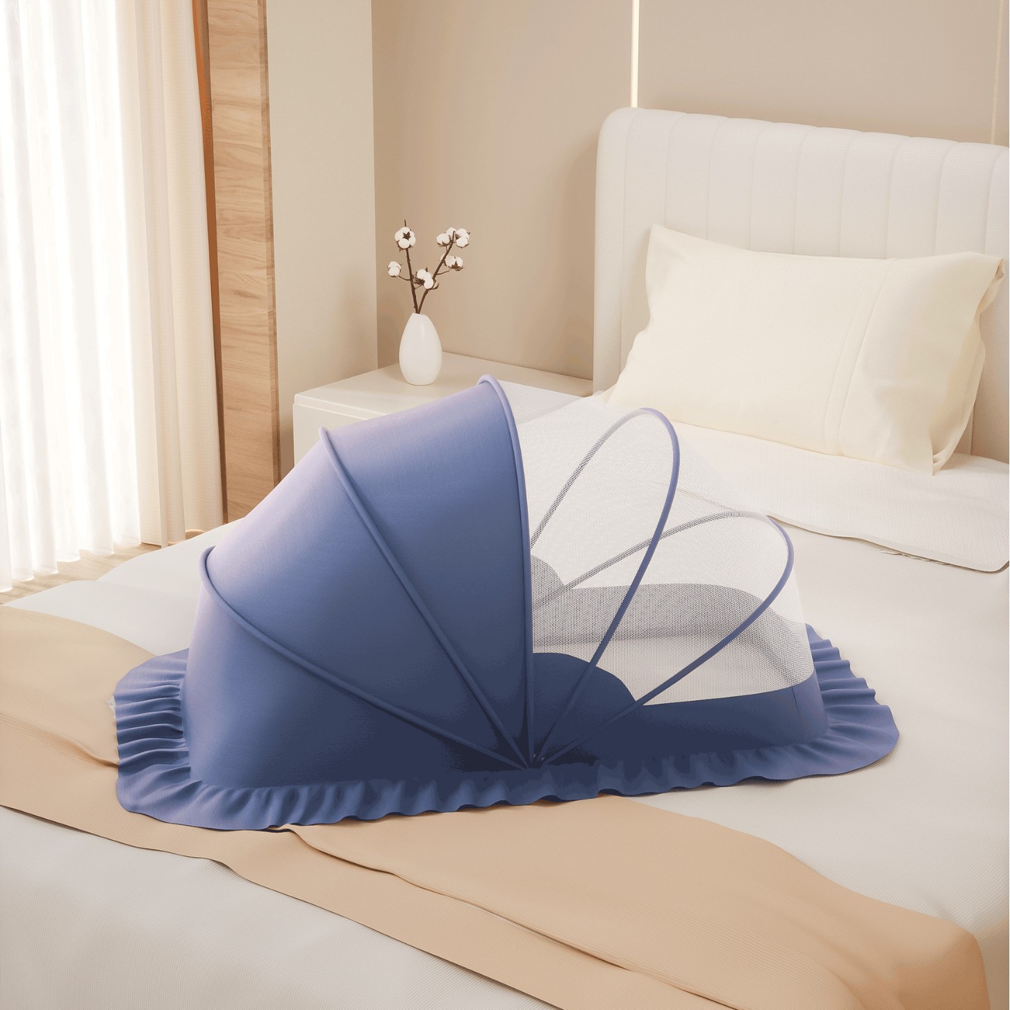 Picture of Baby Mosquito Net, Full-Cover Yurt for Babies, Foldable Universal Crib Mosquito Net for Infants and Toddlers, Light-Blocking