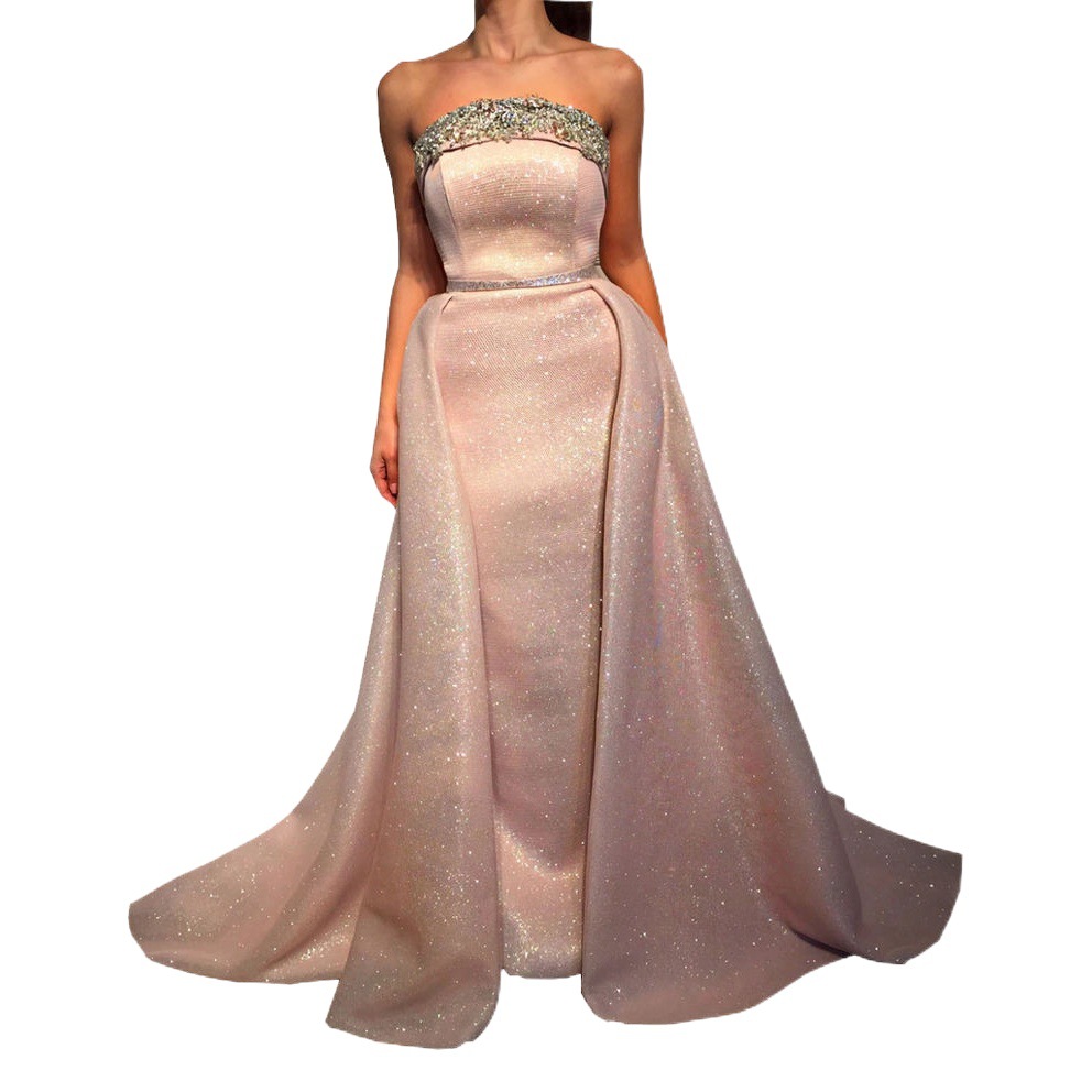 Europe and the United States cross-border hot-selling strapless slim sexy strapless trailing dress bridesmaid dress art Test Studio shooting dress