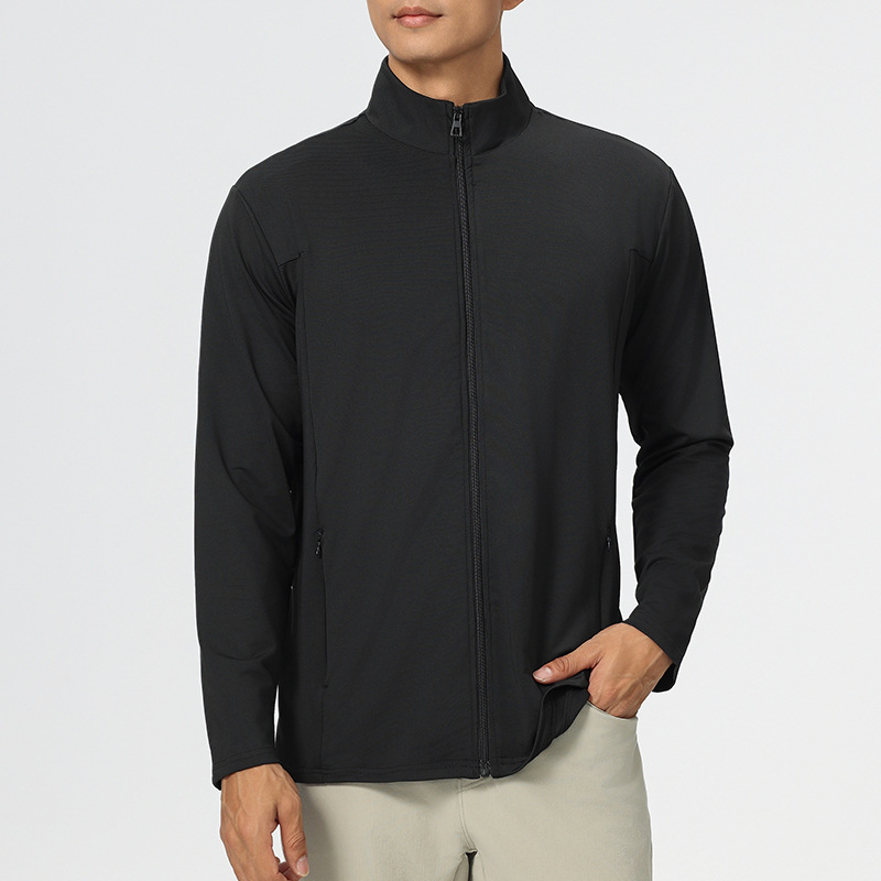 Spring and Autumn Running Long-Sleeved Tops Windproof Training Knitted Cardigan Stand-Up Collar Jacket Outdoor Quick-Drying Thin Sports Jacket