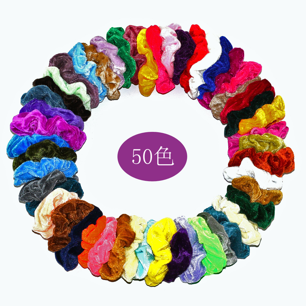 Cross-border Explosions 50 Color Velvet Hair Band Hair Bundle Stretch Accessories Stretch Bowel Female Hair Cord Velvet Hair Ring