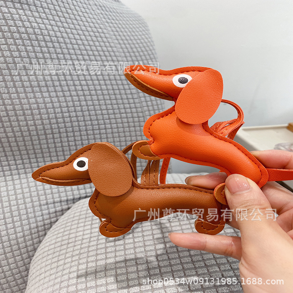 Leather Dachshund Dog Bag Pendant Doll Cute Miu Style Couple's Car Decoration Rearview Mirror Pendant