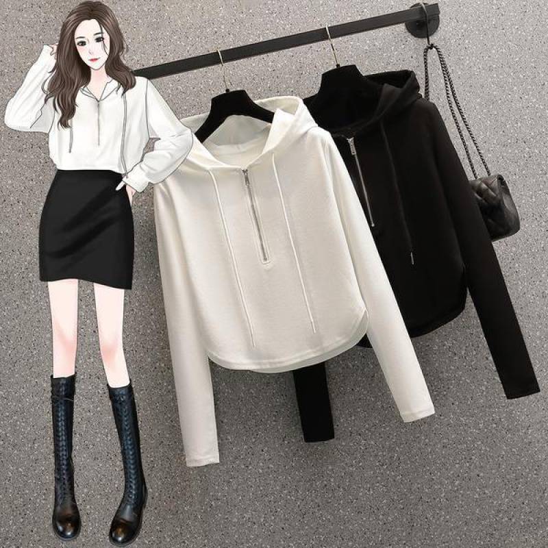 Strict selection cross-border new fashion hooded slimming cotton sweater design sense niche spring and summer Western style short top women's clothing