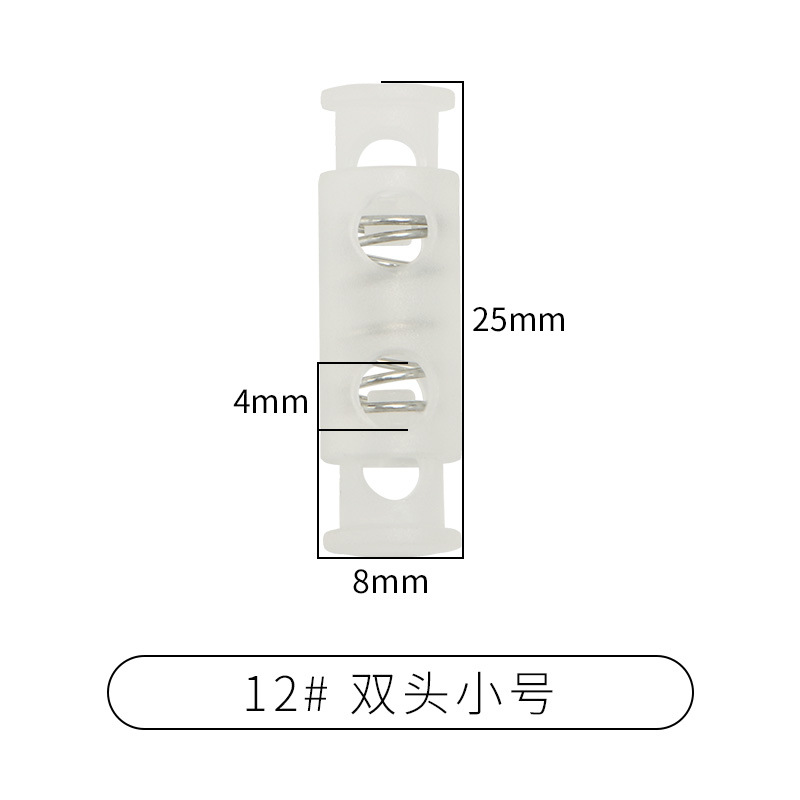 Picture of Manufacturer Plastic Adjustable Elastic Belt Spring Buckle with Rope Pig Nose Buckle Single and Double Holes Round Black Transparent Drawstring Buckle