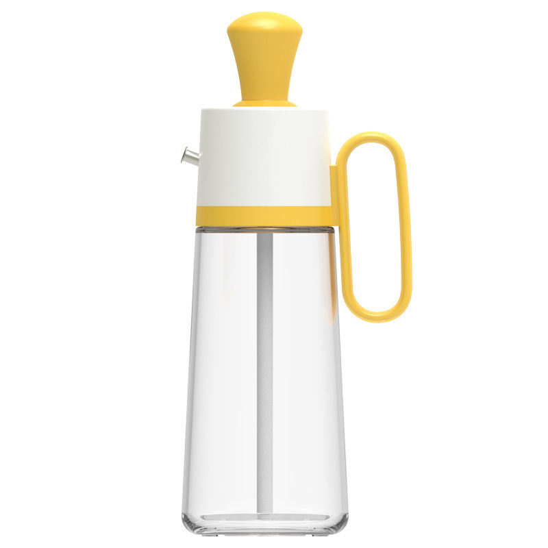 Picture of Kitchen supplies oil pot brush pour integrated glass seasoning bottle vinegar pot multi-functional seasoning bottle press metering seasoning tank