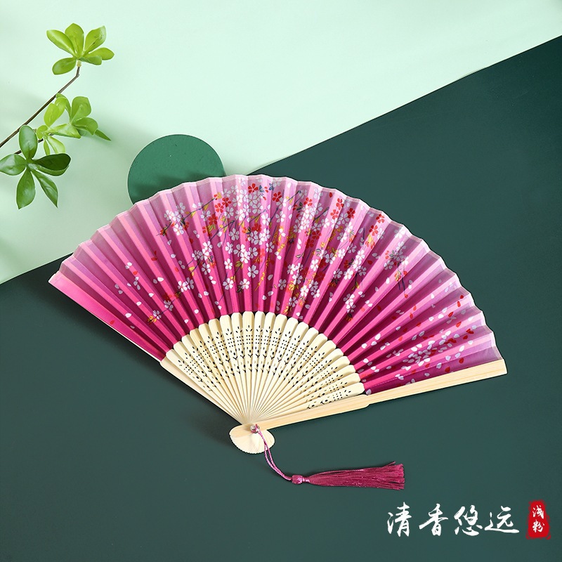 Picture of Folding Fan Bamboo Ancient Fan Student Girl Chinese Style Small Fan Scenic Spot Export Wholesale Retail Gift Decorative Fan
