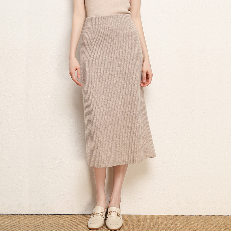 Picture of Skirt women's slimming mid-length plus size woolen skirt split hip skirt one-step skirt high waist long skirt 75cm