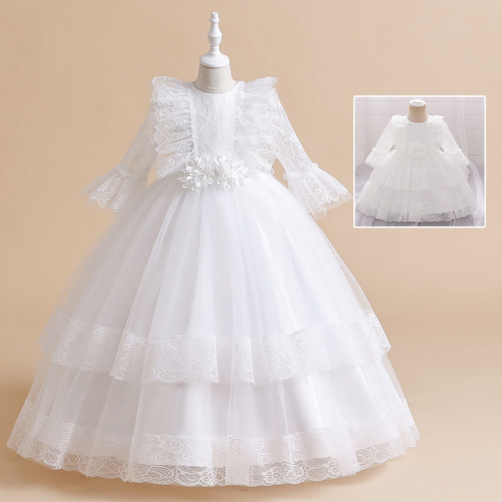 Cross Border Girls' Dress Lace Embroidered dress Sisters Princess Dress Birthday Party Children's Dress Summer Long Dress