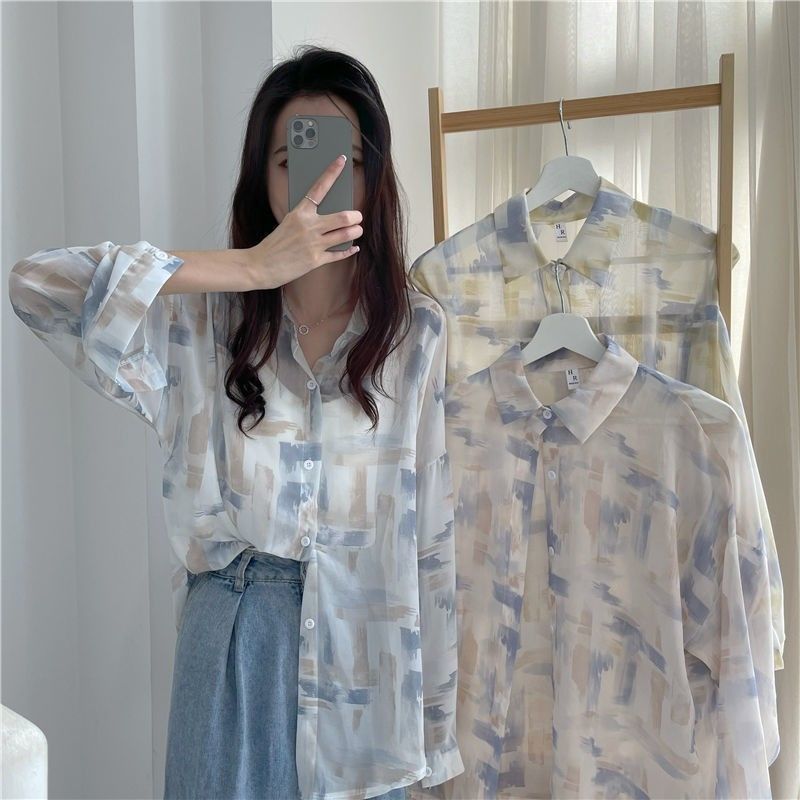 Long-Sleeved Shirt Top for Women, Unique Design, Niche Style, Summer 2025 New Korean Version, Loose-Fitting Sun-Protective Cardigan Jacket, Trendy