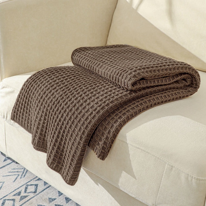 Picture of New Sofa Blanket Blanket Summer Knitted Blanket Office Nap Blanket Air Conditioning Blanket Waffle Blanket for Hair