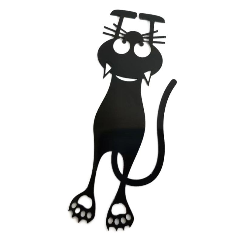 New Hollow Kitten Bookmark PVC Acrylic Black Cat Bookmark Hanging Bookmark Kitten Plastic Bookmark