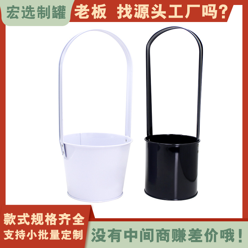 Portable iron bucket flower basket opening gift wedding metal flower basket portable portable tinplate bucket factory customization