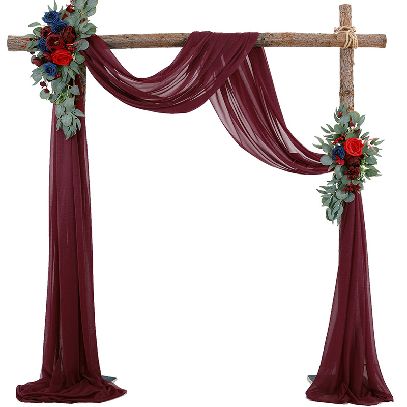 Picture of Cross-Border Popular Wedding Forest Lawn Outdoor Arch Decoration Wedding Arrangement Curtain Pearl Chiffon Gauze Curtain