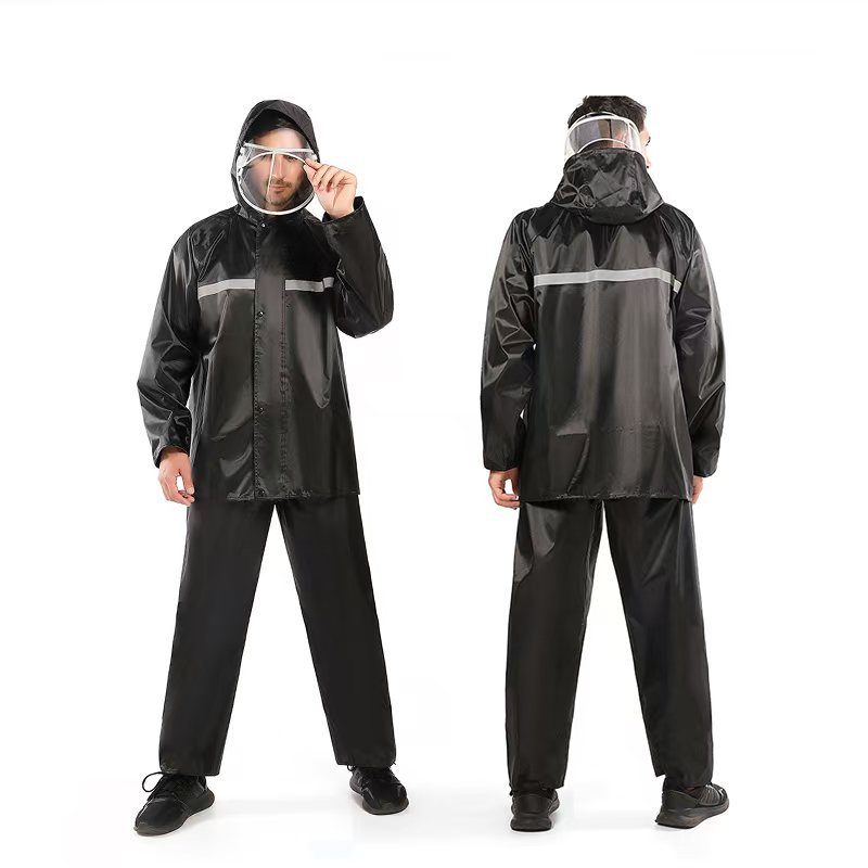Picture of Wholesale Oxford Cloth Raincoat Split Adult Labor Protection Outdoor Riding Reflective Split Raincoat Rain Pants Set