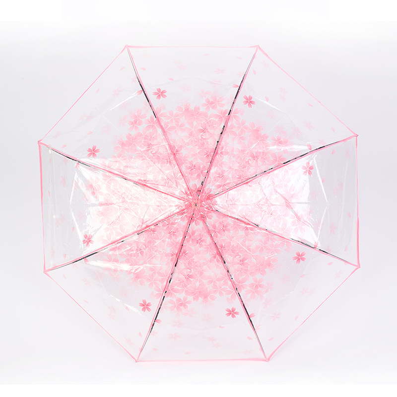 Picture of Fully Automatic Transparent Umbrella Folding 70% off Colorful Handle for Women, Logo Printable, White, Factory Direct Sales, Cross-Border Exclusive Supply