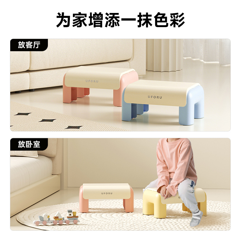 Picture of Children's Plastic Low Stool Bathroom Kindergarten Baby Footstool Household Living Room Stacked Thickened Non-slip Shoe Changing Stool