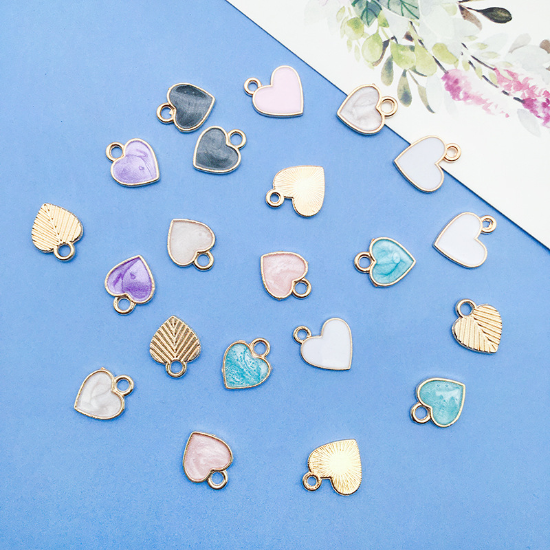 1 K-Style of Oil Dripping Peach Heart-Shaped Pendant DIY Zinc Alloy Pendant Earrings Necklace 11mm Jewelry Accessories Material