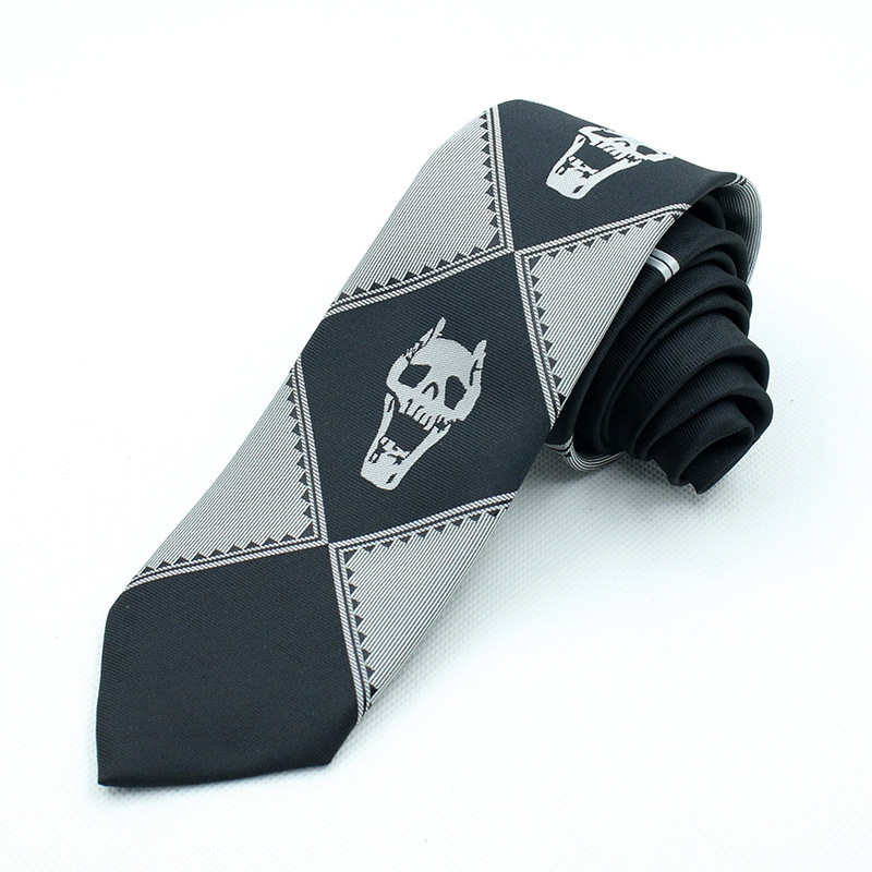 Picture of Japanese Version of Jojo Tie Wonderful Adventure Cos Kira Yoshikage Skull Black Gray Purple Anime Tie Peripherals