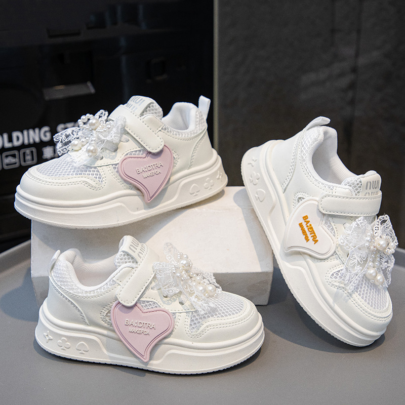 Children's Board Shoes New 2025 Summer Comfortable Breathable Mesh Lovely Casual Shoes for Boys and Girls Fashion White Shoes