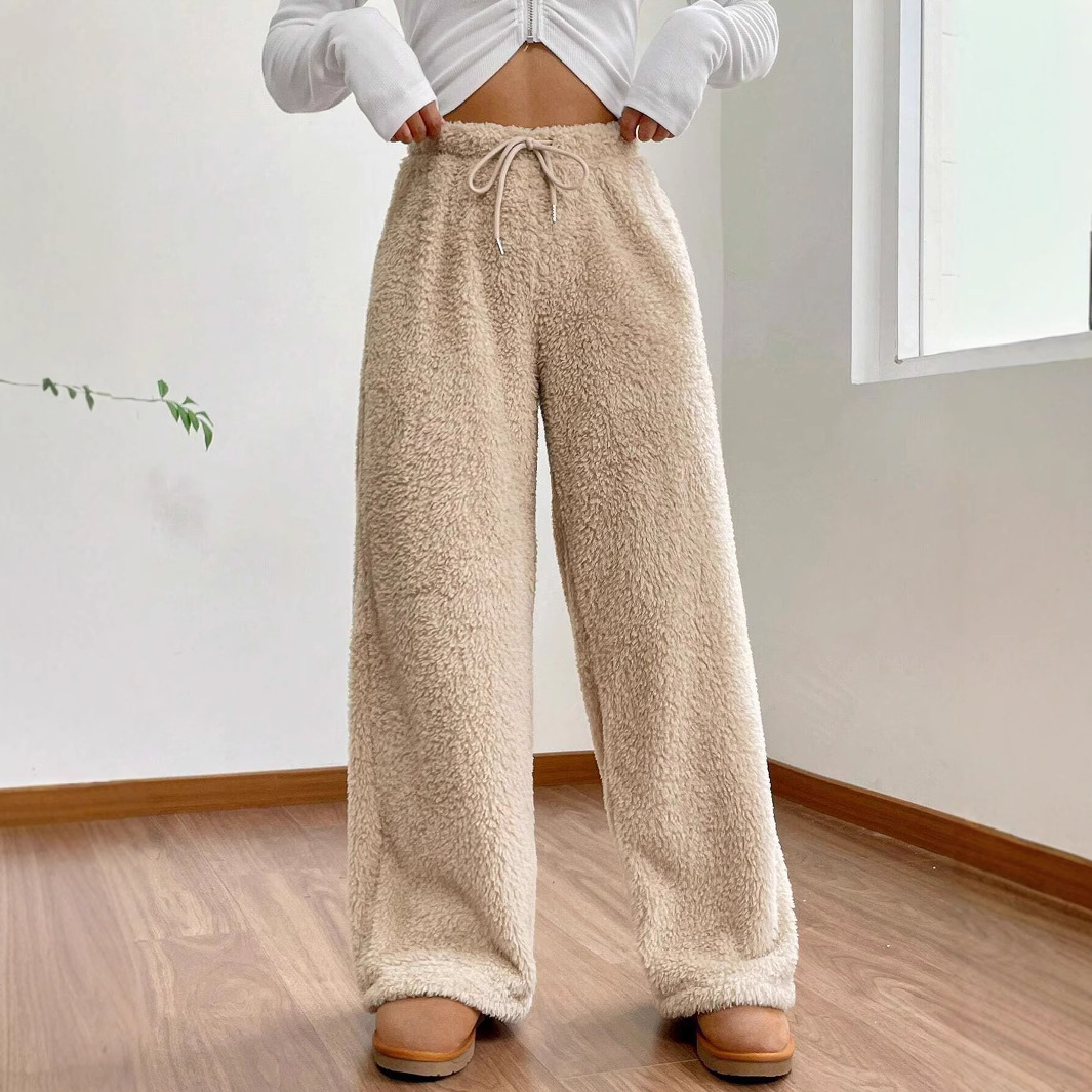 Picture of European and American Foreign Trade Women's Sweater New Autumn and Winter Solid Color Fashion Plush Casual Pants Loose and Relaxed Plush Warm Pants for Women
