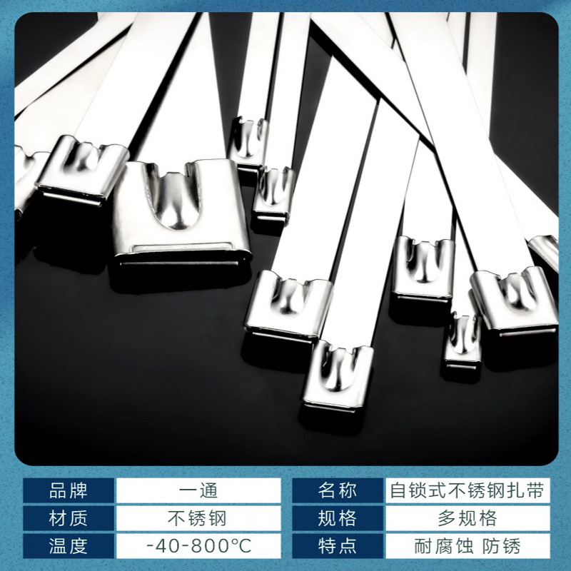Picture of 304 stainless steel tie self-locking outdoor tie Marine buckle large ribbon tie fixed tie line