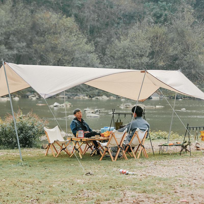 Picture of Outdoor Folding mesh table bamboo board dining table camping portable barbecue table multifunctional camping tableware draining rack mesh table