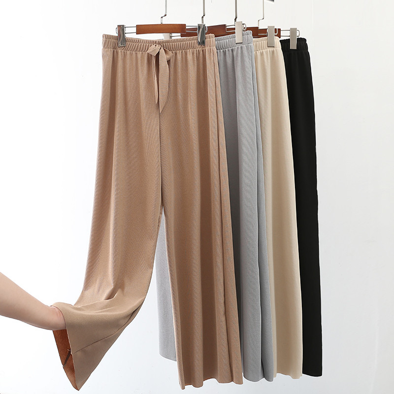 Cross-border 20 Spring and Autumn new wide-leg pants women's high waist draping loose harem pants Internet celebrity ice silk cropped casual pants thin