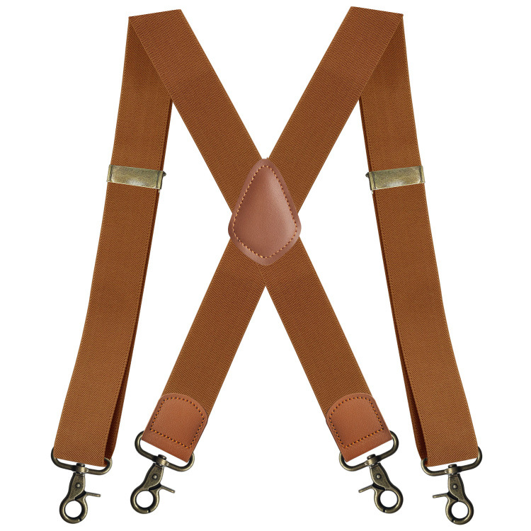 Picture of Manufacturers supply adult men's 4-clip elastic elastic strap X-shaped trousers suspenders with bronze hook buckle strap clip