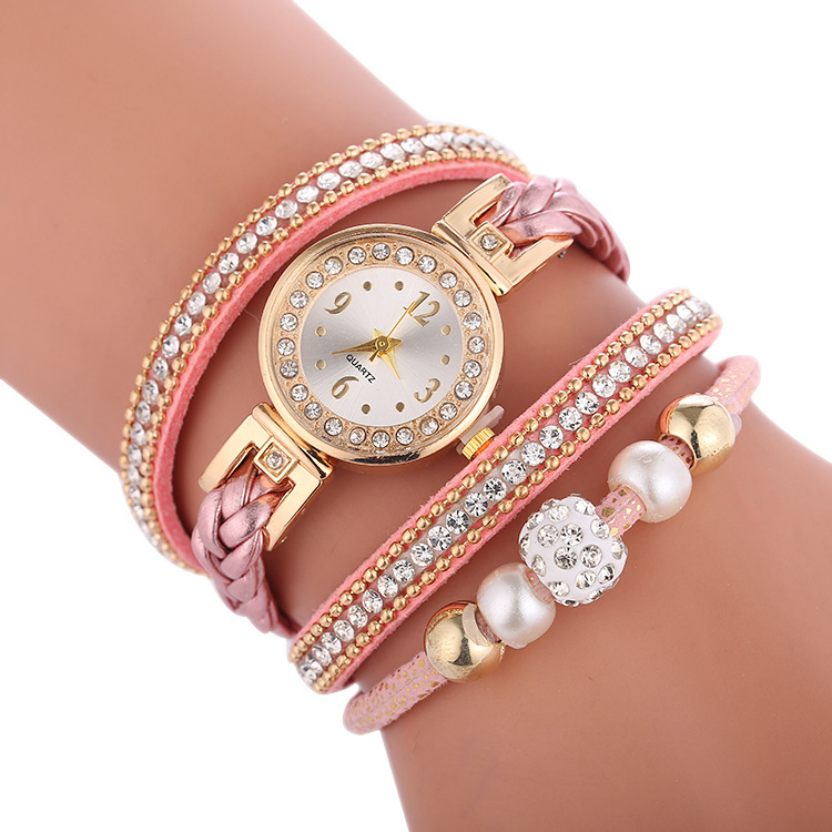 WISH Explosions Women's Watch Europe and the United States Hot-selling Personality Circle Fashion Diamond Watch Bracelet Watch