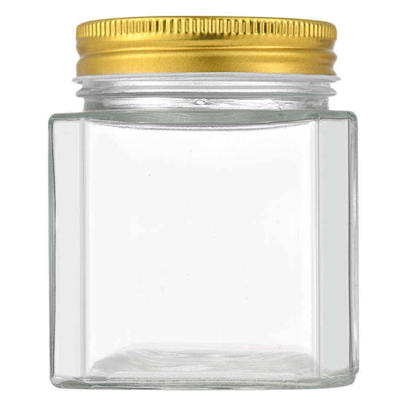 Eight-edge Honey Bottle Sealed Storage Jar Household Pickles Bottle Jam Bottle Wholesale Transparent Glass Canned Empty Bottle