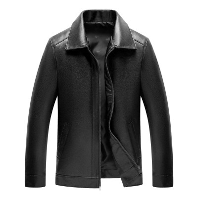 Spring and Autumn Thin Leather Dad Business Loose Middle-aged Jacket Coat 3335