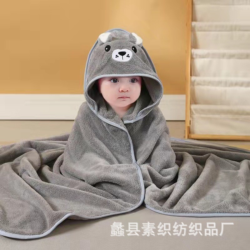 Picture of Cartoon Baby's Cloak Mother and Baby's Bag Coral Fleece Soft Bath Hooded Baby's Hold for Cross-border