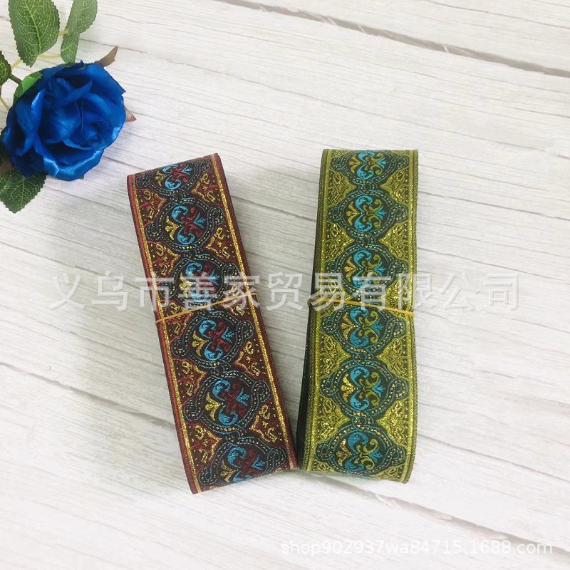 Ethnic lace jacquard ribbon red and green totem graphics 9 meters wide 5CM clothing accessories A- 4310