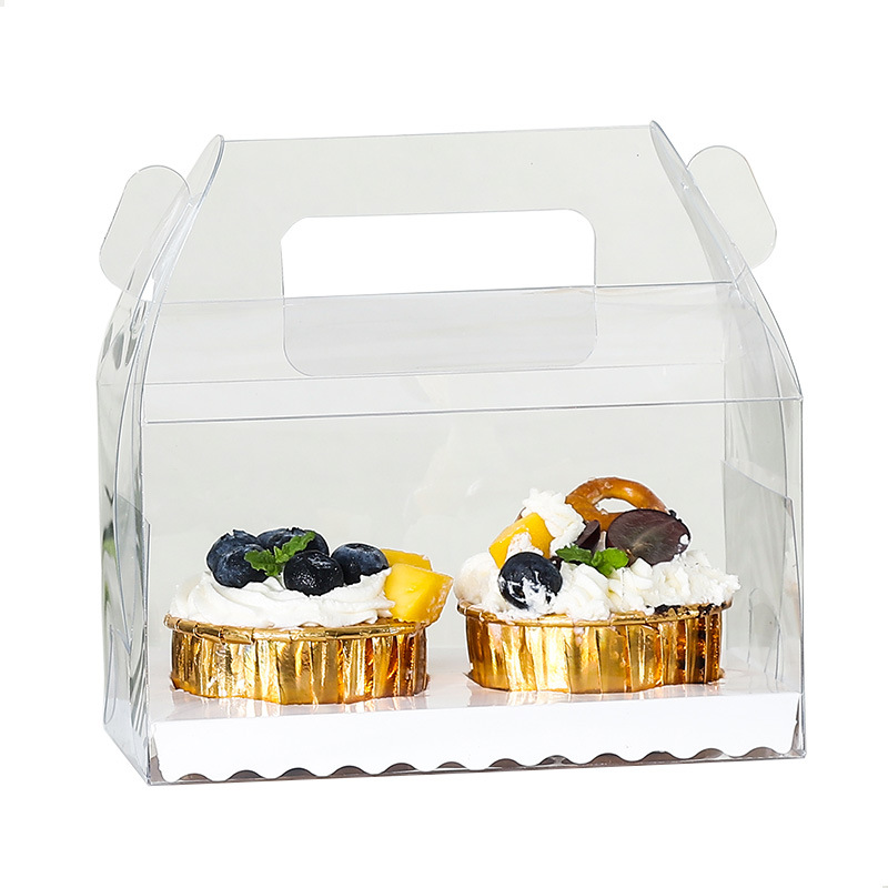 Picture of PET portable western point box 1/2/3 mousse cake box baking packaging moffin box transparent cupcake box