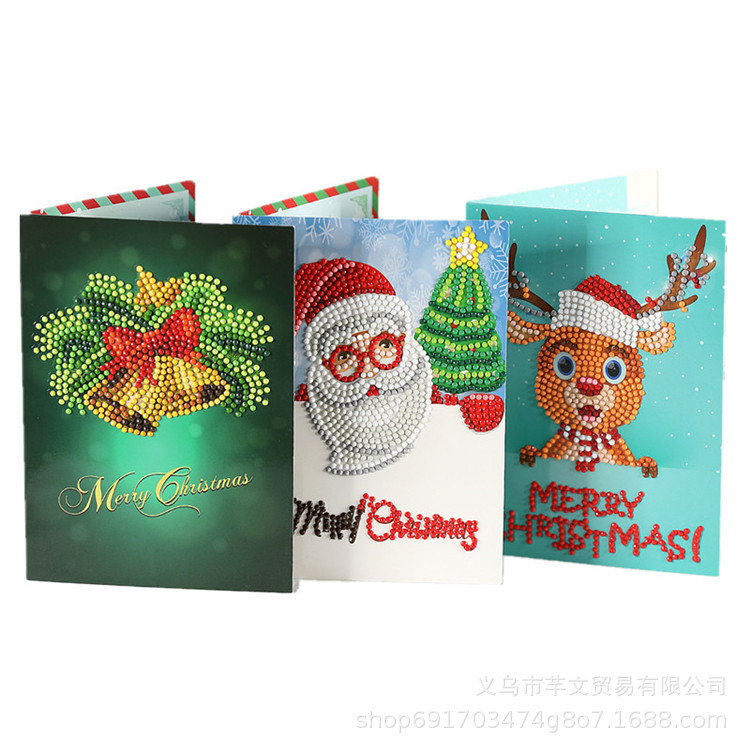 Picture of Cross-border Christmas DIY greeting card diamond painting 5D creative Diamond painting foreign trade holiday blessing piece one-piece delivery