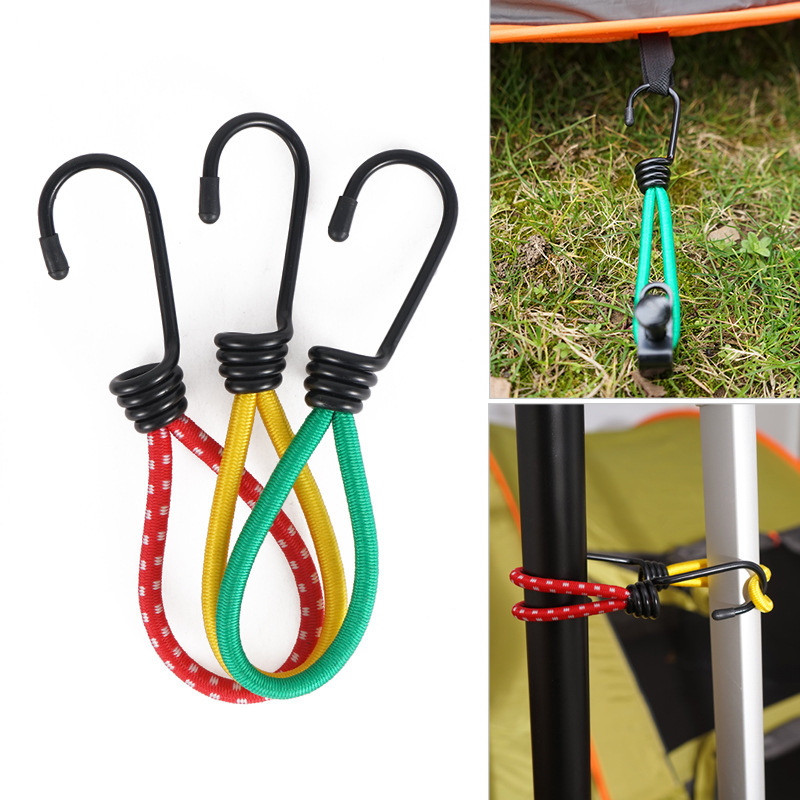 Outdoor Tent Elastic Rope Elastic Rope Buckle Canopy Drawstring Ground Nail Fixed Bundle Multi-Functional Camping Accessories Mountaineering