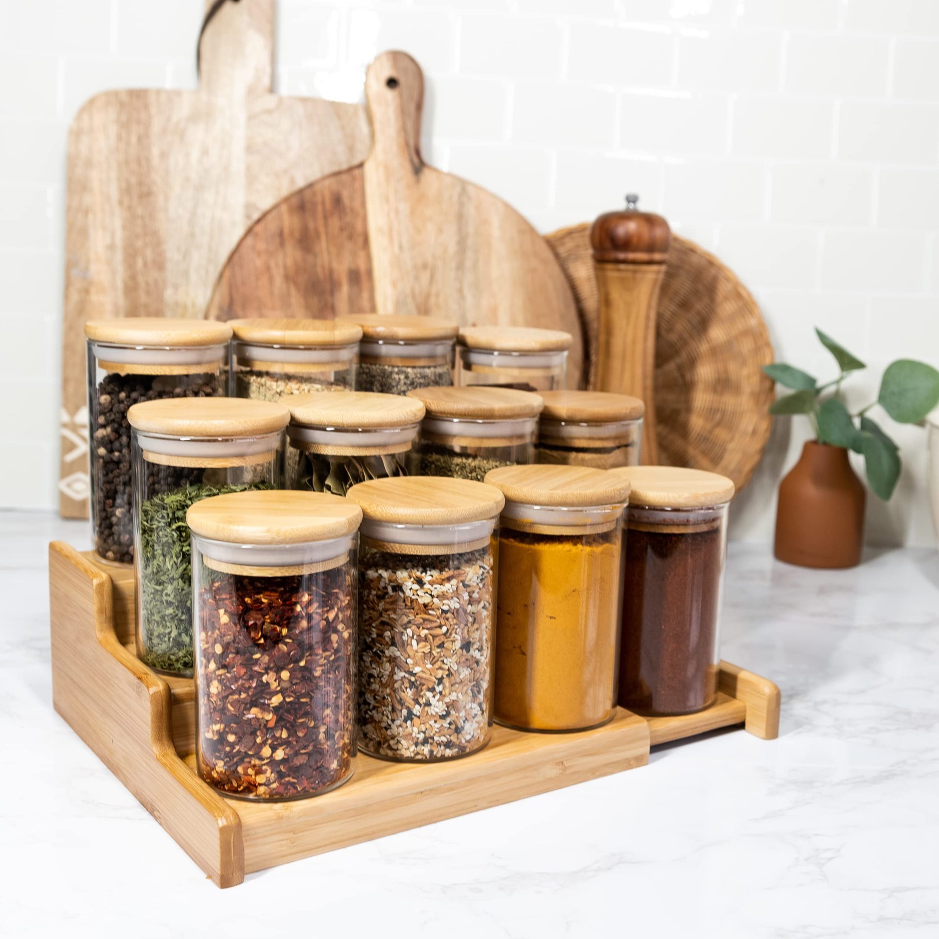 Amazon High Borosilicate Transparent Round Glass Jar 250ml 12-Piece Combination Storage Jar Kitchen Storage Jar