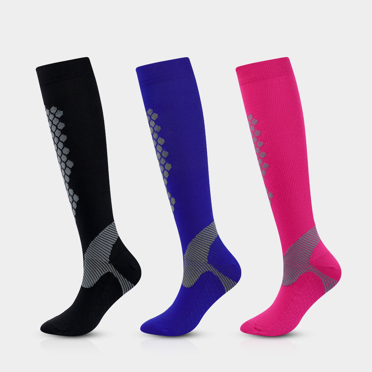 Amazon new diamond-shaped Plaid compression socks honeycomb calf compression socks outdoor sports stockings unisex