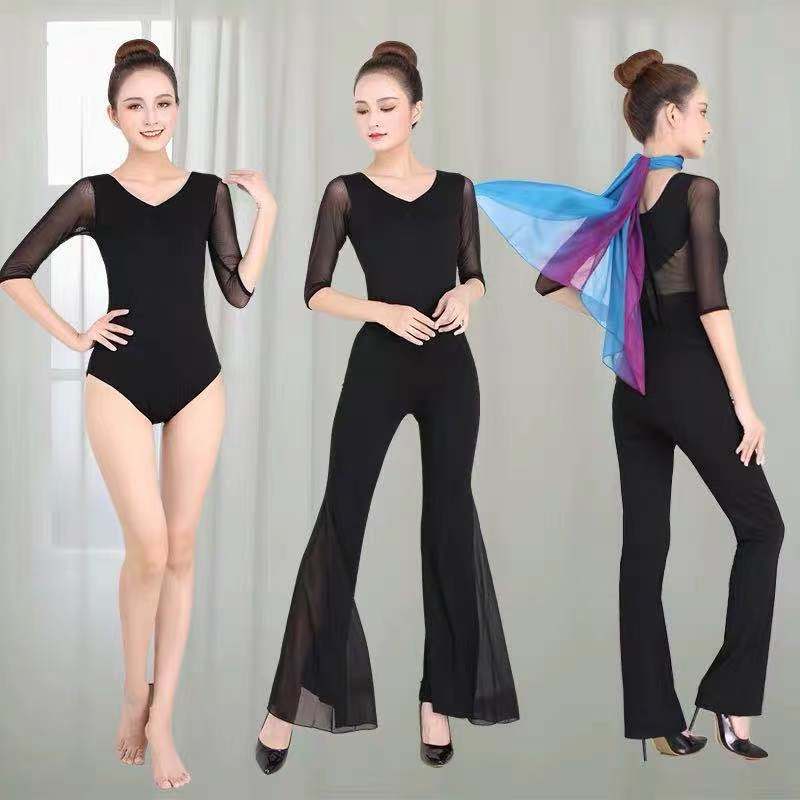 Body training clothing women's two-piece suit modern dance conjoined training etiquette training model catwalk yoga pants