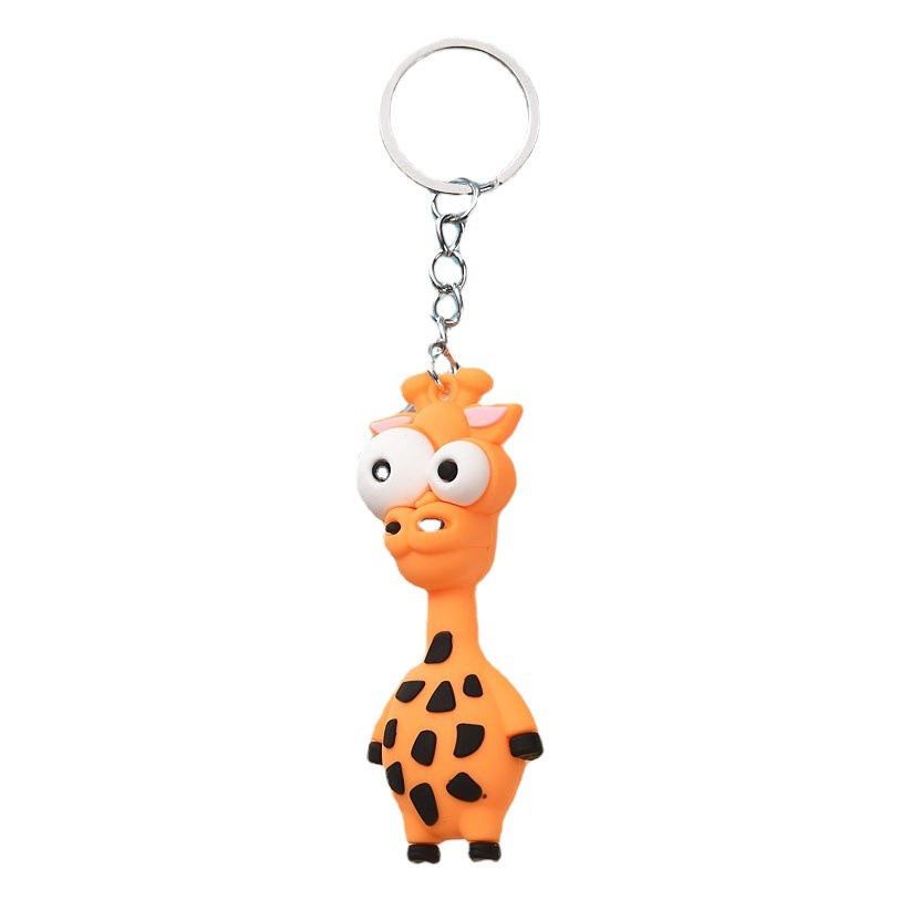 Cartoon Animal Big-Eyed Doll Keychain Pendant Giraffe Lion King Key Chain Theme Small Gift Wholesale