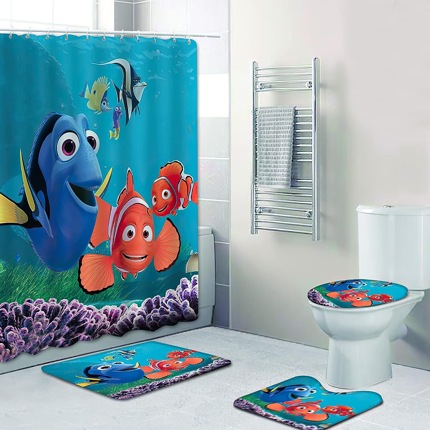 Picture of Cross-border supply non-perforated waterproof shower curtain bathroom partition bathroom thickened printed hanging curtain manufacturers wholesale